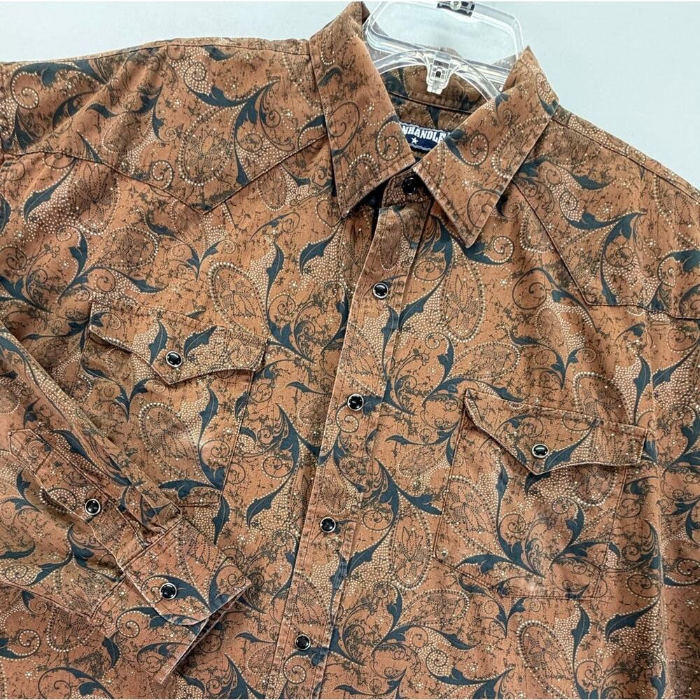 Panhandle Slim Western Shirt Men's XL Brown Paisley Snap Front Cowboy Rodeo